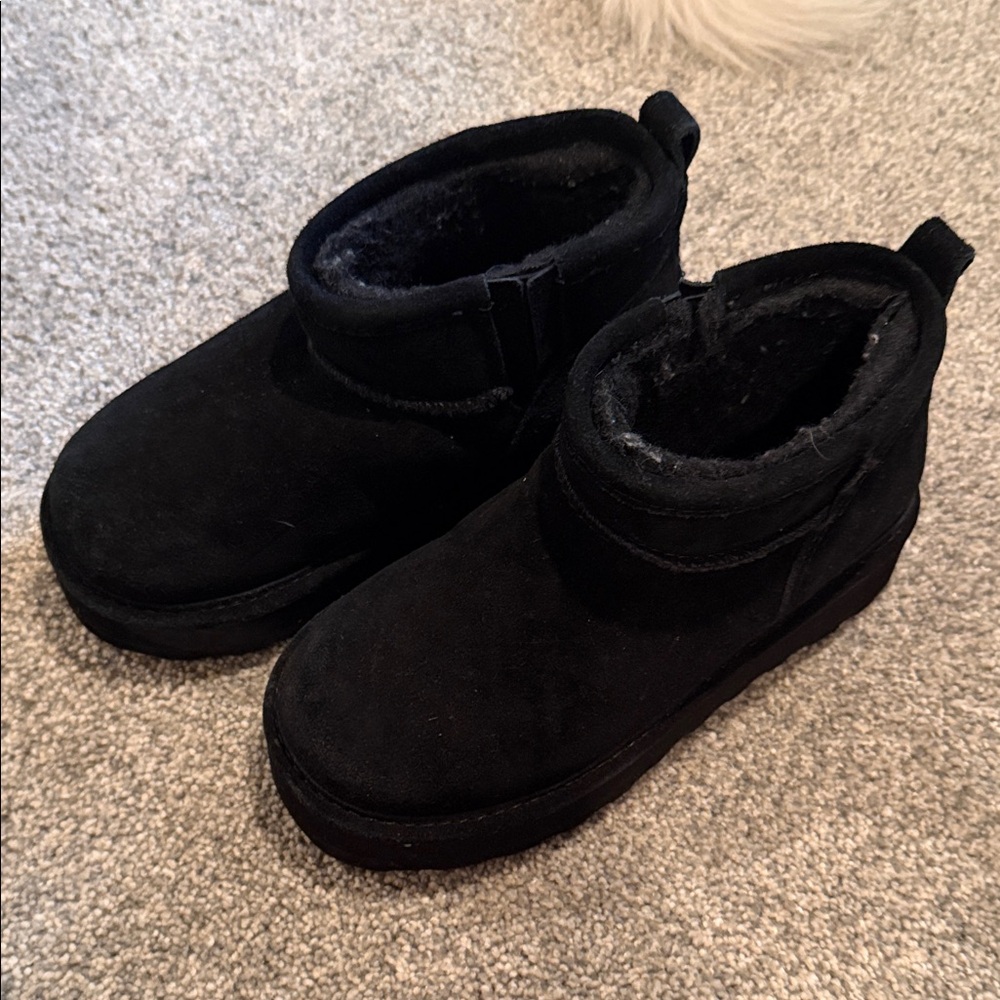 BearPaw Kids Black Suede Moccasin Boots